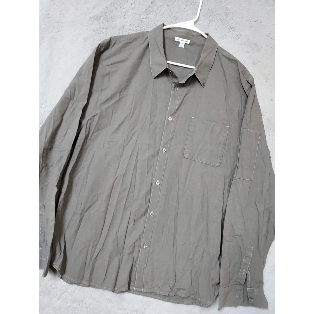 James Perse Shirt Men Size 5 XXL Standard Long Sleeve Button Up Gray Lightweight